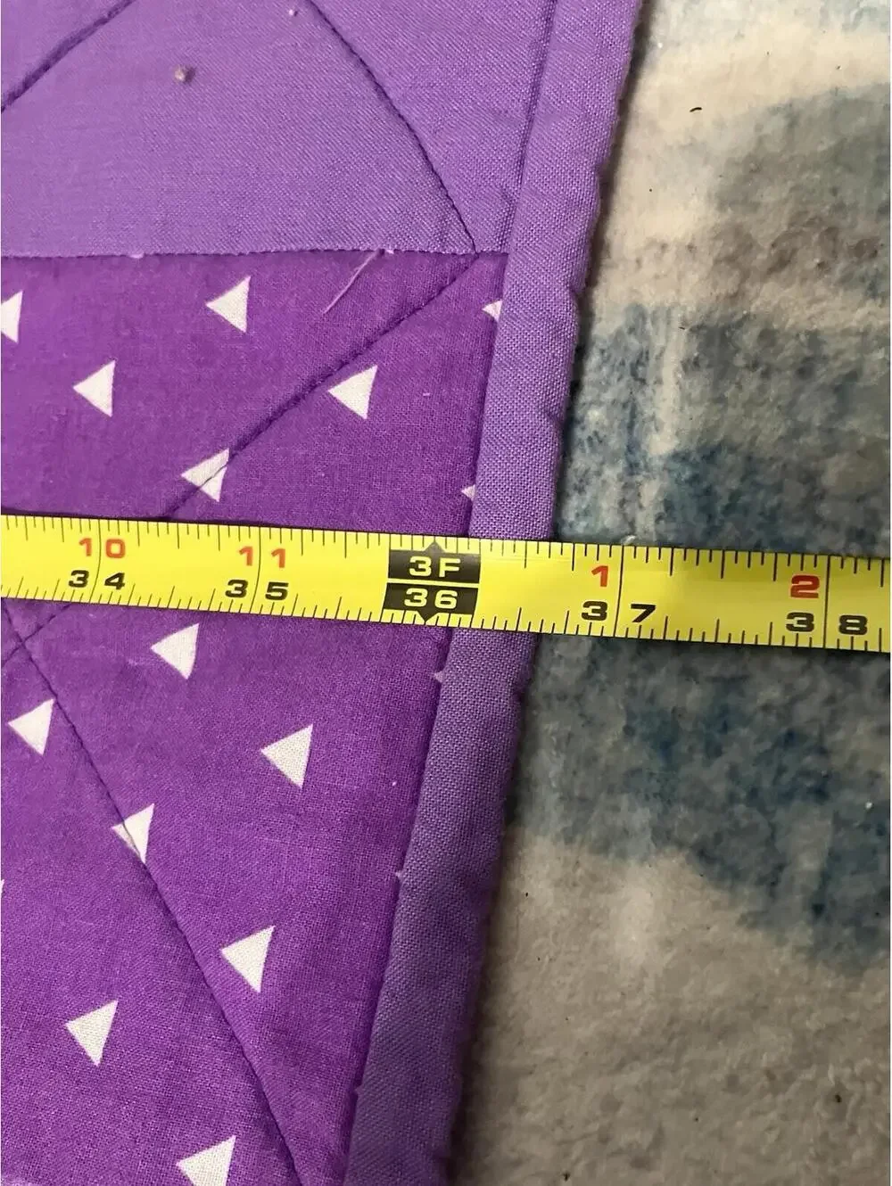 Purple Handmade Patchwork Infant Quilt Size 36” x 32” EUC